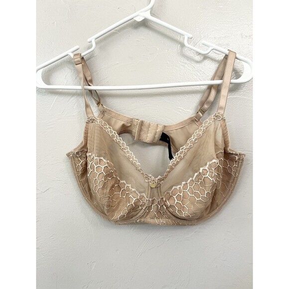 NATORI Padded Underwire Bra in Nude Lace Overlay Wide Straps 34DDD - Picture 1 of 8